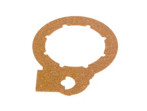 Dichtung aus braunem Material mit kreisförmigem Ausschnitt und seitlichem Haltebereich, hergestellt von Bosch, typischerweise für den Einsatz in mechanischen Anwendungen.